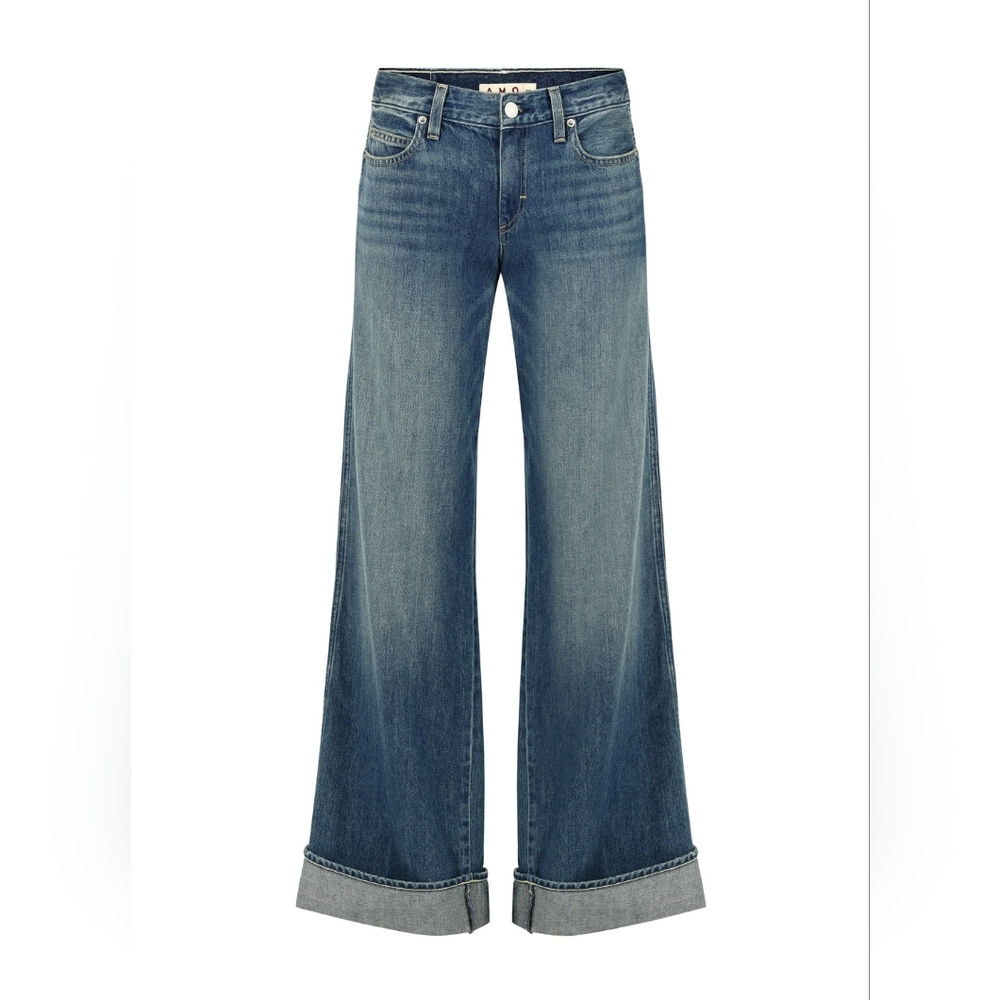 AMO Sabine Twin Cuff Baggy Jeans Medium Wash Size 30